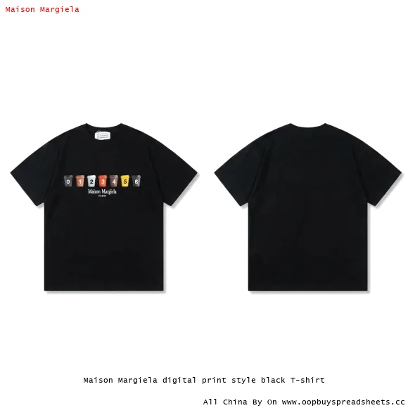 Maison Margiela digital print style black T-shirt