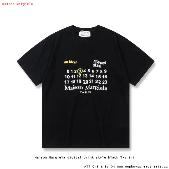 Maison Margiela digital print style black T-shirt