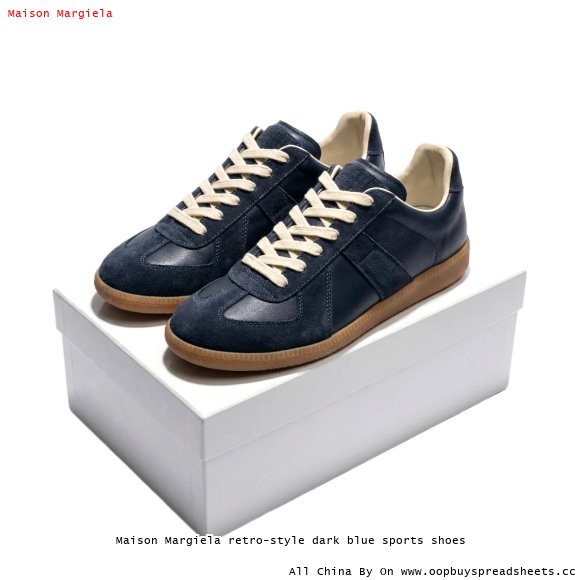Maison Margiela retro-style dark blue sports shoes