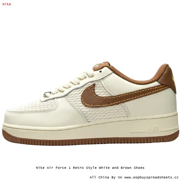 Nike Air Force 1 Retro Style White and Brown Shoes