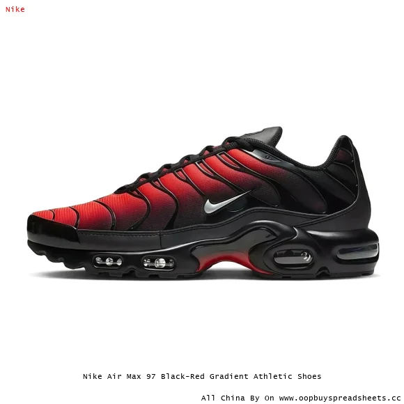 Nike Air Max 97 Black-Red Gradient Athletic Shoes