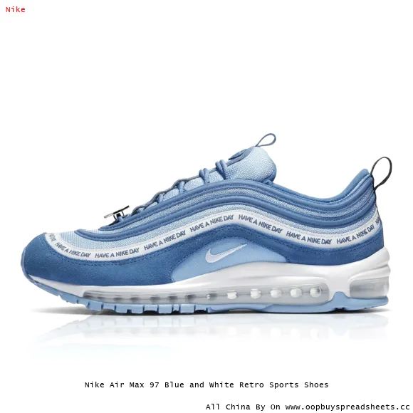 Nike Air Max 97 Blue and White Retro Sports Shoes