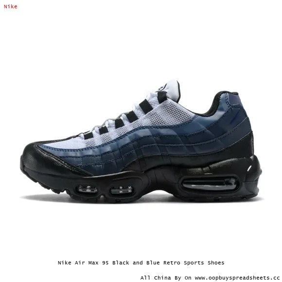 Nike Air Max 95 Black and Blue Retro Sports Shoes