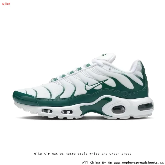 Nike Air Max 95 Retro Style White and Green Shoes