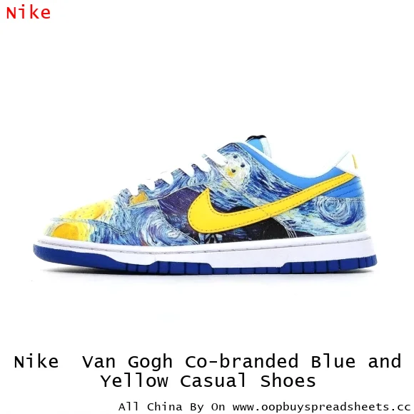 Nike  Van Gogh Co-branded Blue and Yellow Casual Shoes
