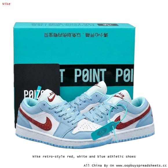 Nike retro-style red, white and blue athletic shoes