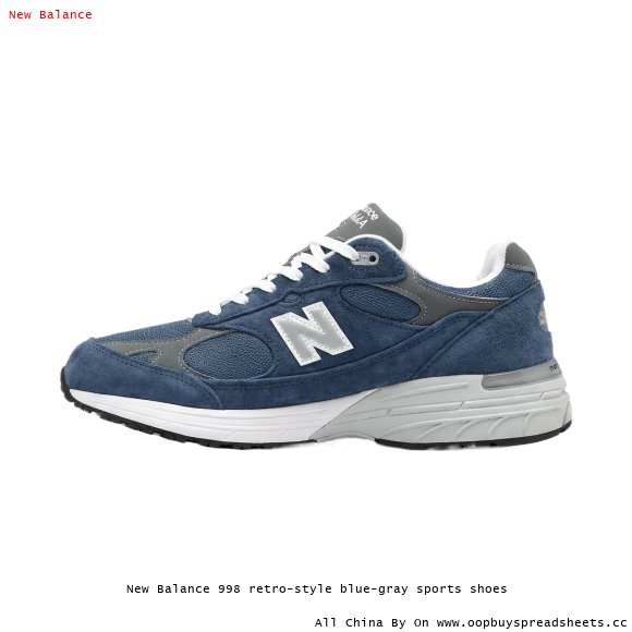New Balance 998 retro-style blue-gray sports shoes
