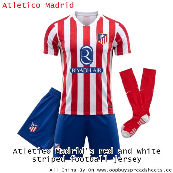 Atletico Madrid's red and white striped football jersey
