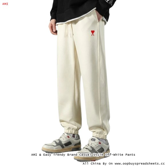 AMI & Easy Trendy Brand Casual Style Off-White Pants