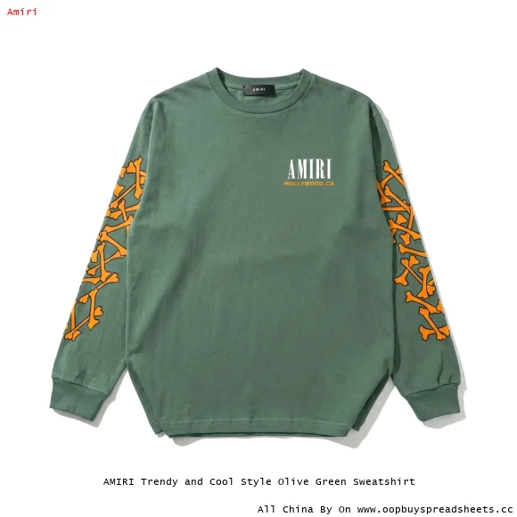 AMIRI Trendy and Cool Style Olive Green Sweatshirt