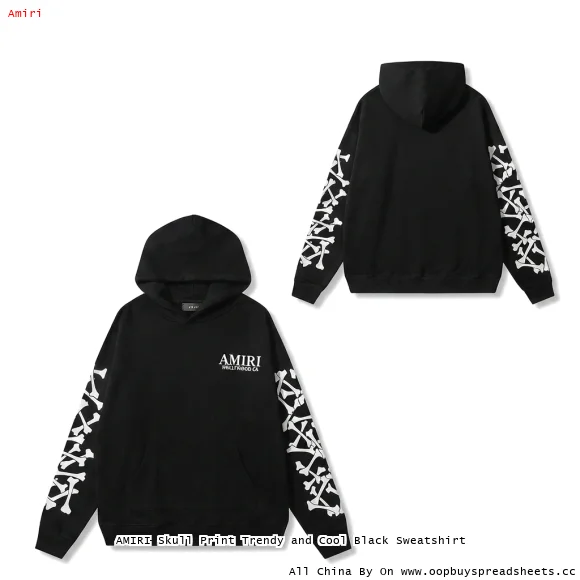 AMIRI Skull Print Trendy and Cool Black Sweatshirt