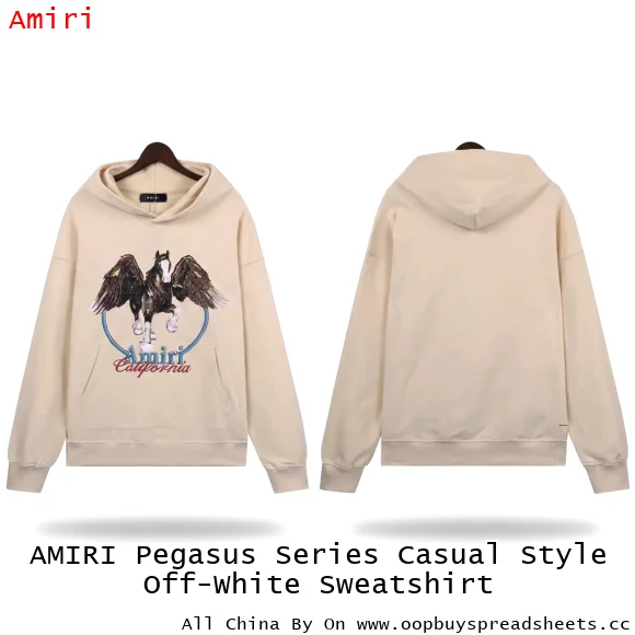 AMIRI Pegasus Series Casual Style Off-White Sweatshirt