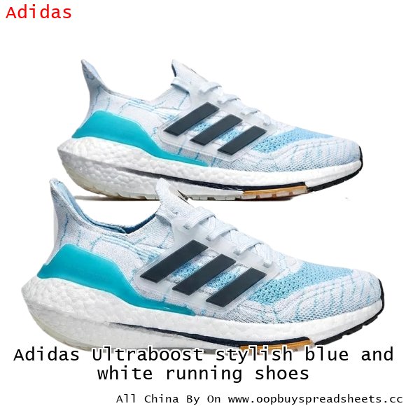 Adidas Ultraboost stylish blue and white running shoes