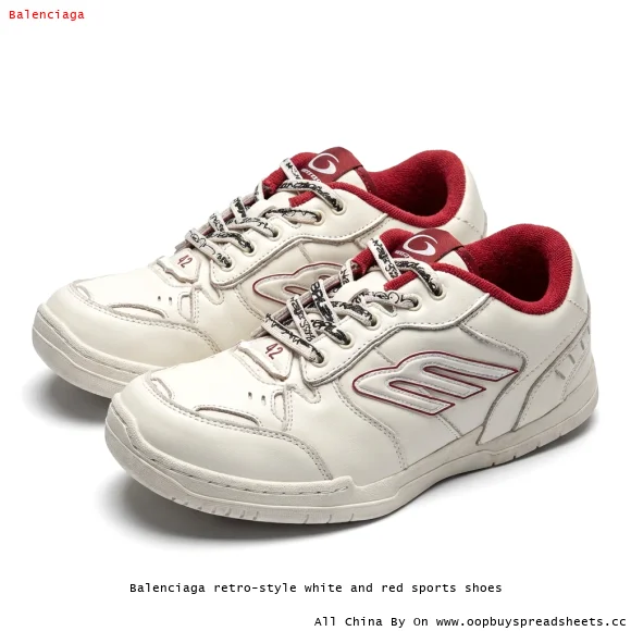 Balenciaga retro-style white and red sports shoes