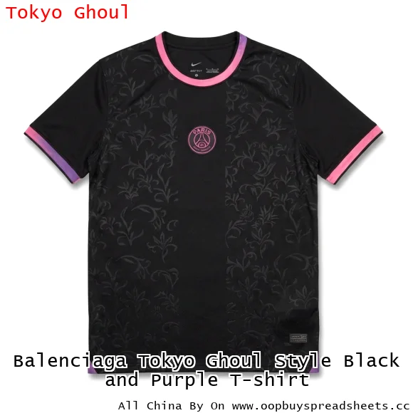 Balenciaga Tokyo Ghoul Style Black and Purple T-shirt