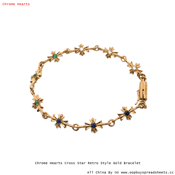 Chrome Hearts Cross Star Retro Style Gold Bracelet
