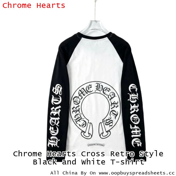 Chrome Hearts Cross Retro Style Black and White T-shirt