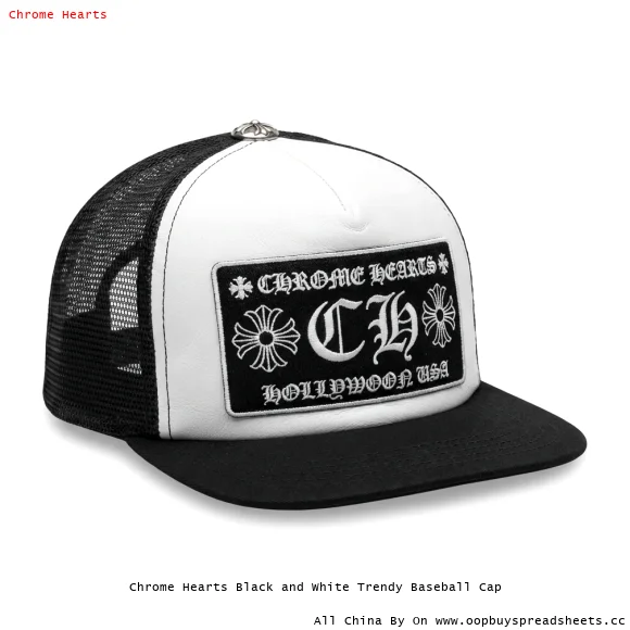 Chrome Hearts Black and White Trendy Baseball Cap