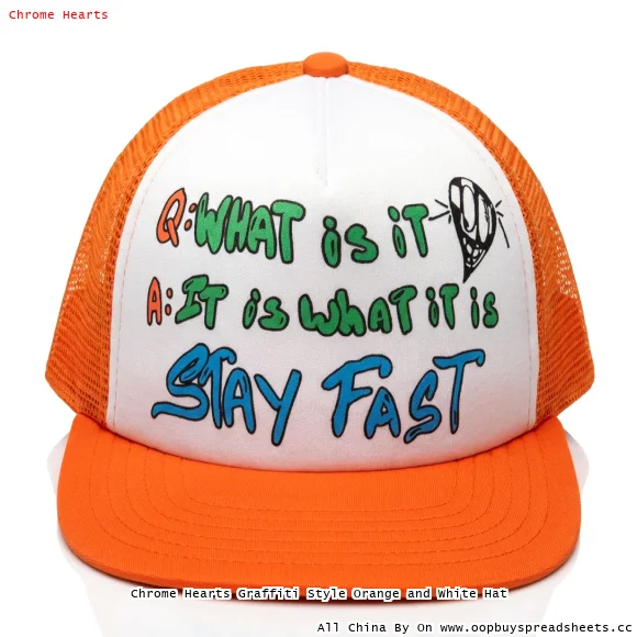 Chrome Hearts Graffiti Style Orange and White Hat