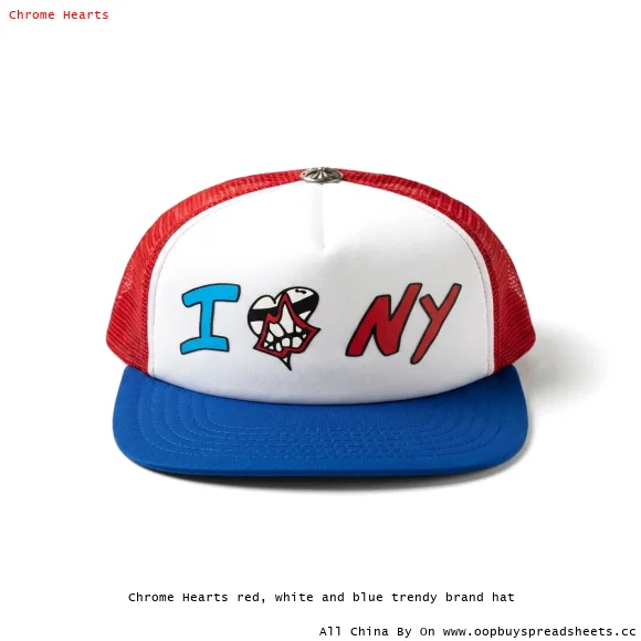 Chrome Hearts red, white and blue trendy brand hat