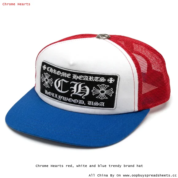 Chrome Hearts red, white and blue trendy brand hat