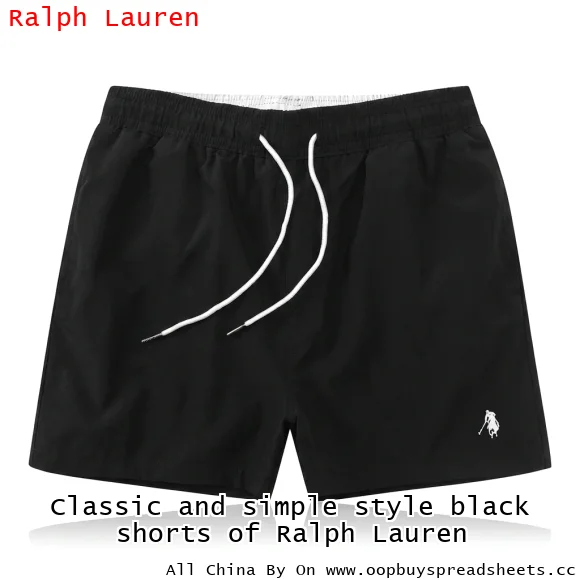 Classic and simple style black shorts of Ralph Lauren