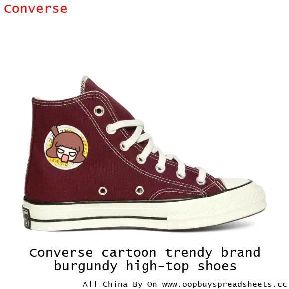 Converse cartoon trendy brand burgundy high-top shoes