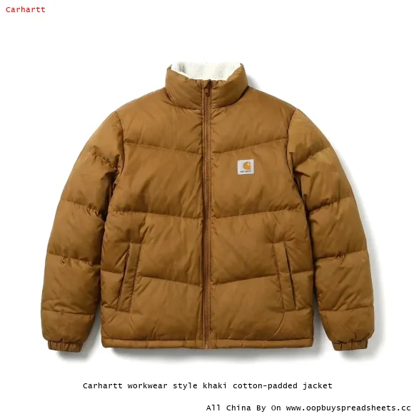 Carhartt workwear style khaki cotton-padded jacket
