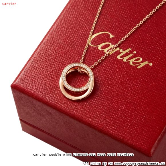 Cartier Double Ring Diamond-set Rose Gold Necklace