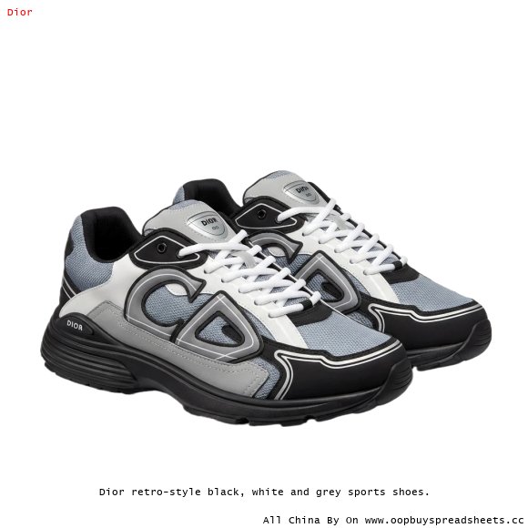 Dior retro-style black, white and grey sports shoes.