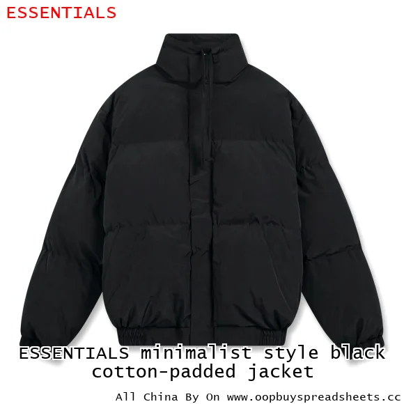 ESSENTIALS minimalist style black cotton-padded jacket