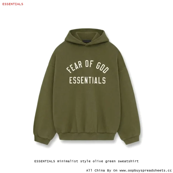 ESSENTIALS minimalist style olive green sweatshirt