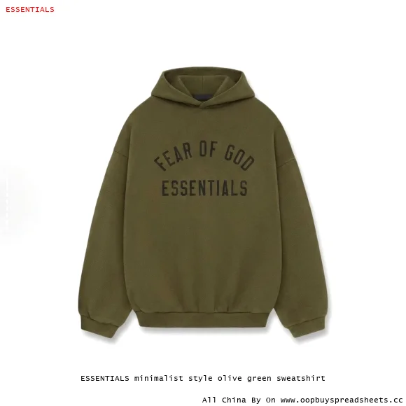 ESSENTIALS minimalist style olive green sweatshirt