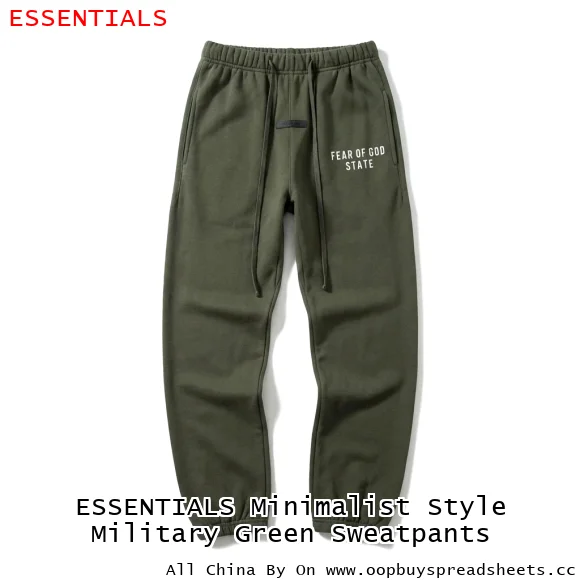 ESSENTIALS Minimalist Style Military Green Sweatpants