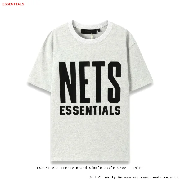 ESSENTIALS Trendy Brand Simple Style Grey T-shirt