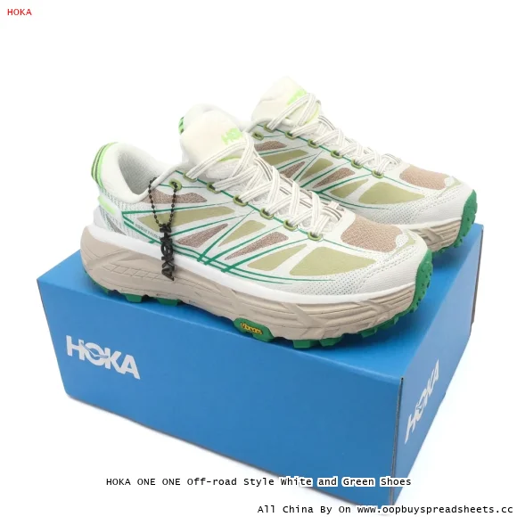 HOKA ONE ONE Off-road Style White and Green Shoes