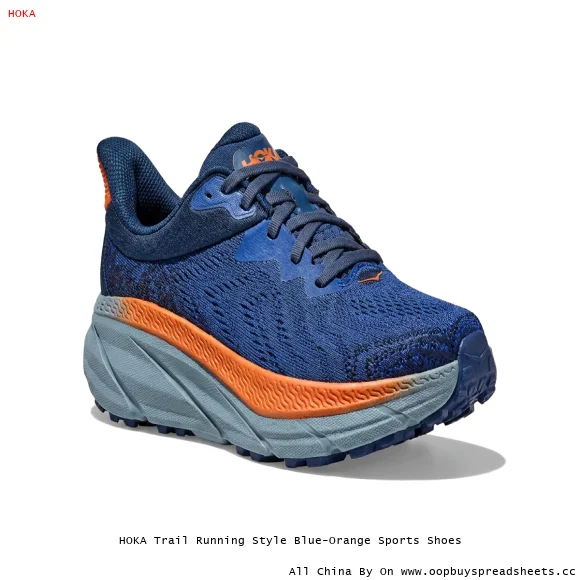 HOKA Trail Running Style Blue-Orange Sports Shoes