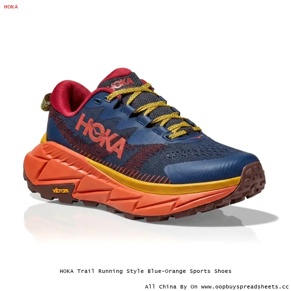 HOKA Trail Running Style Blue-Orange Sports Shoes