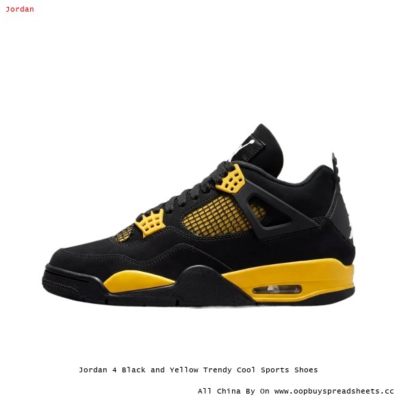 Jordan 4 Black and Yellow Trendy Cool Sports Shoes