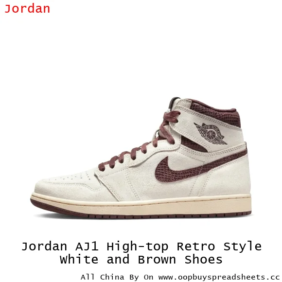 Jordan AJ1 High-top Retro Style White and Brown Shoes