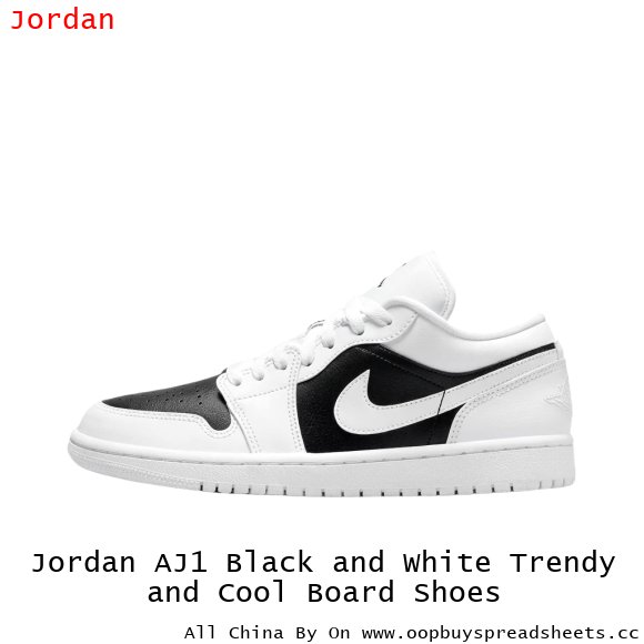 Jordan AJ1 Black and White Trendy and Cool Board Shoes