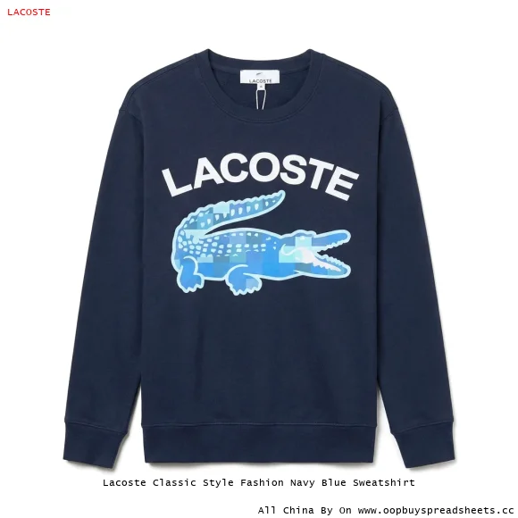Lacoste Classic Style Fashion Navy Blue Sweatshirt