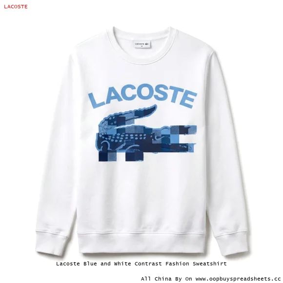 Lacoste Blue and White Contrast Fashion Sweatshirt