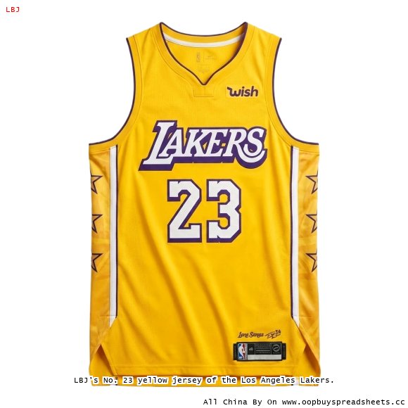 LBJ's No. 23 yellow jersey of the Los Angeles Lakers.