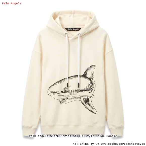Palm Angels Shark Series Simple Style Beige Hoodie