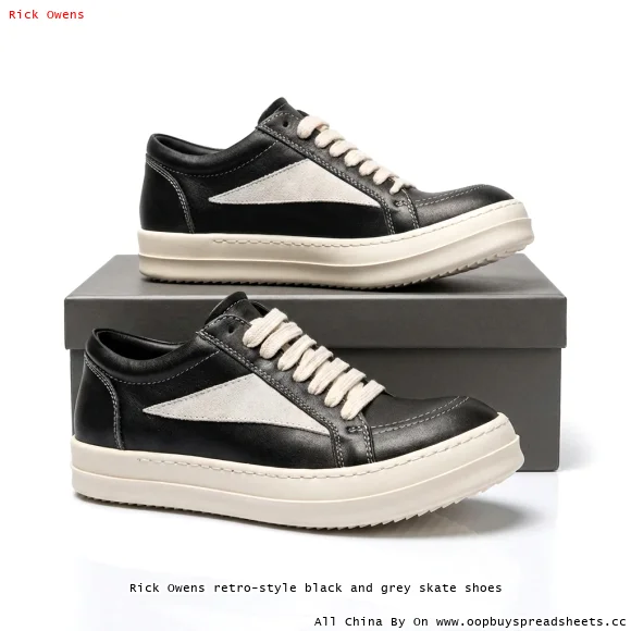 Rick Owens retro-style black and grey skate shoes