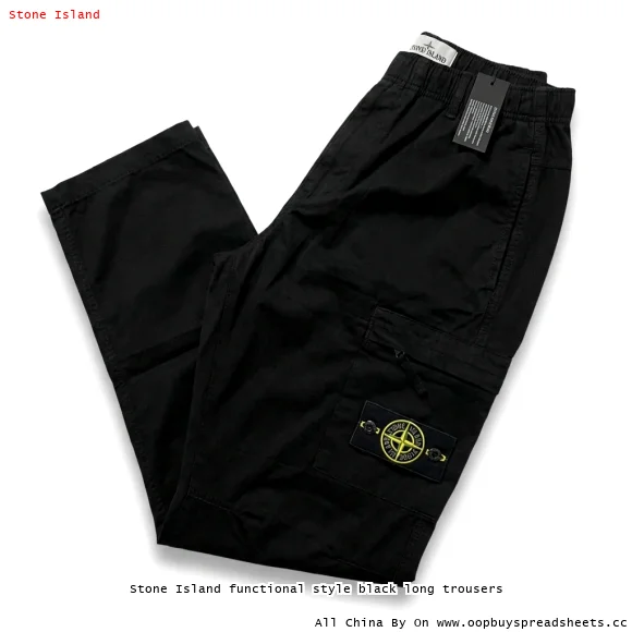 Stone Island functional style black long trousers