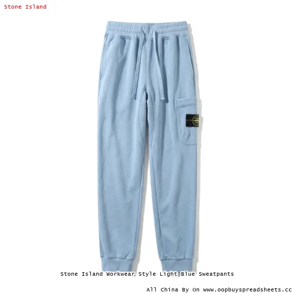 Stone Island Workwear Style Light Blue Sweatpants