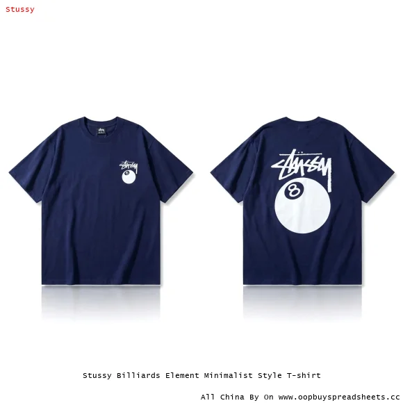 Stussy Billiards Element Minimalist Style T-shirt