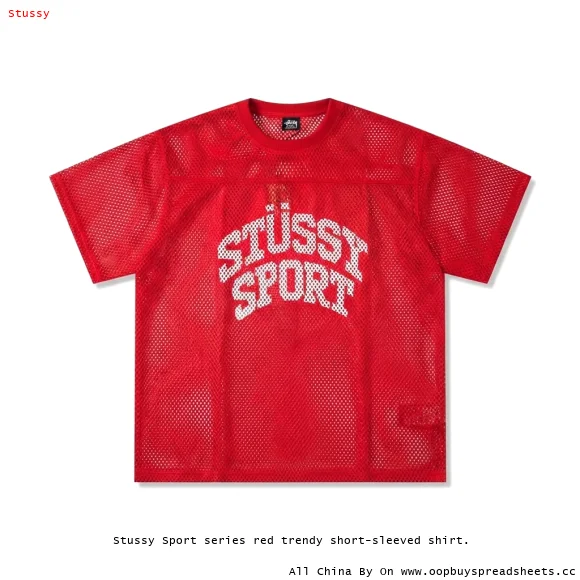 Stussy Sport series red trendy short-sleeved shirt.